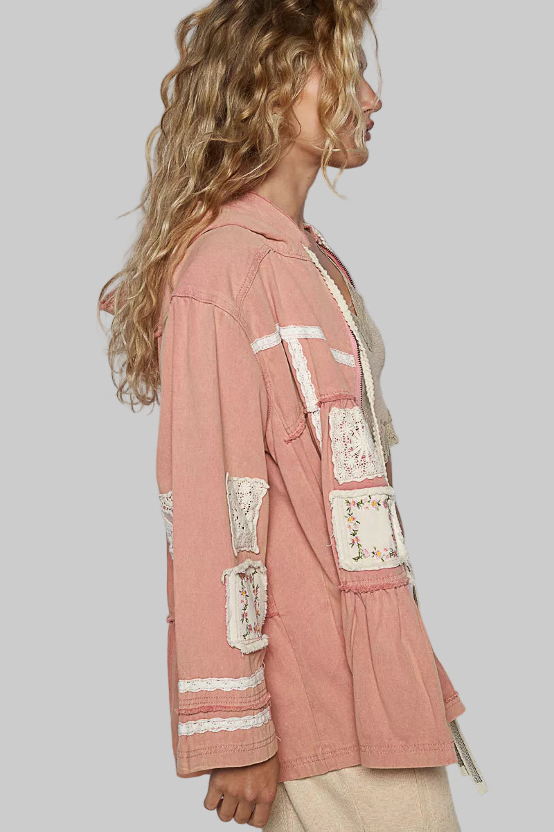 Gabriella Boho Patch Hooded Jacket 