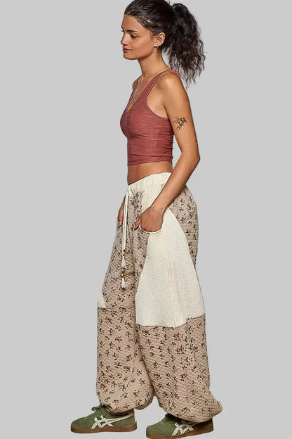Genesis Boho Quilted Floral Gauze Pants