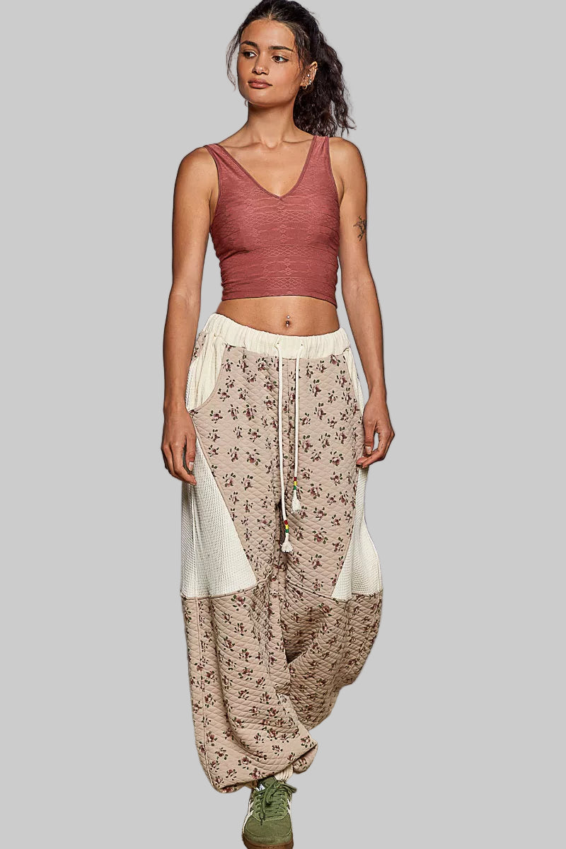 Genesis Boho Quilted Floral Gauze Pants