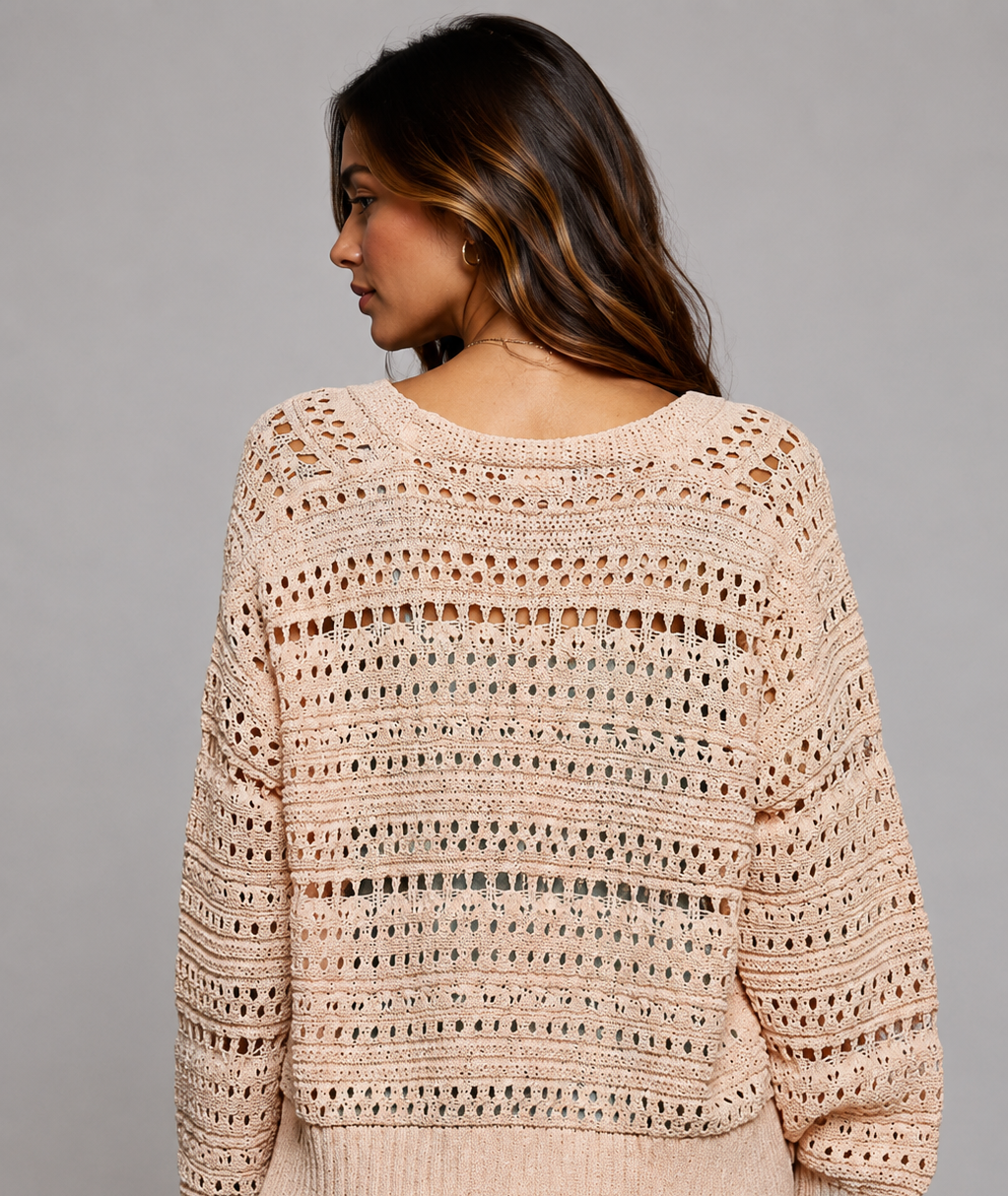 Gianna Floral Button Open Knit Cardigan