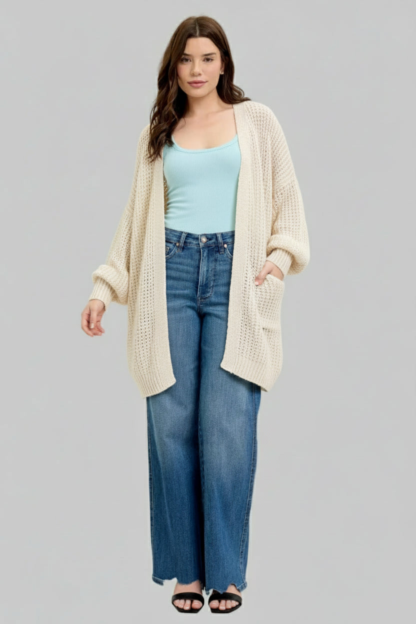 Grace_High Waist Tummy Control Chew Hem Destroy Wide Jeans