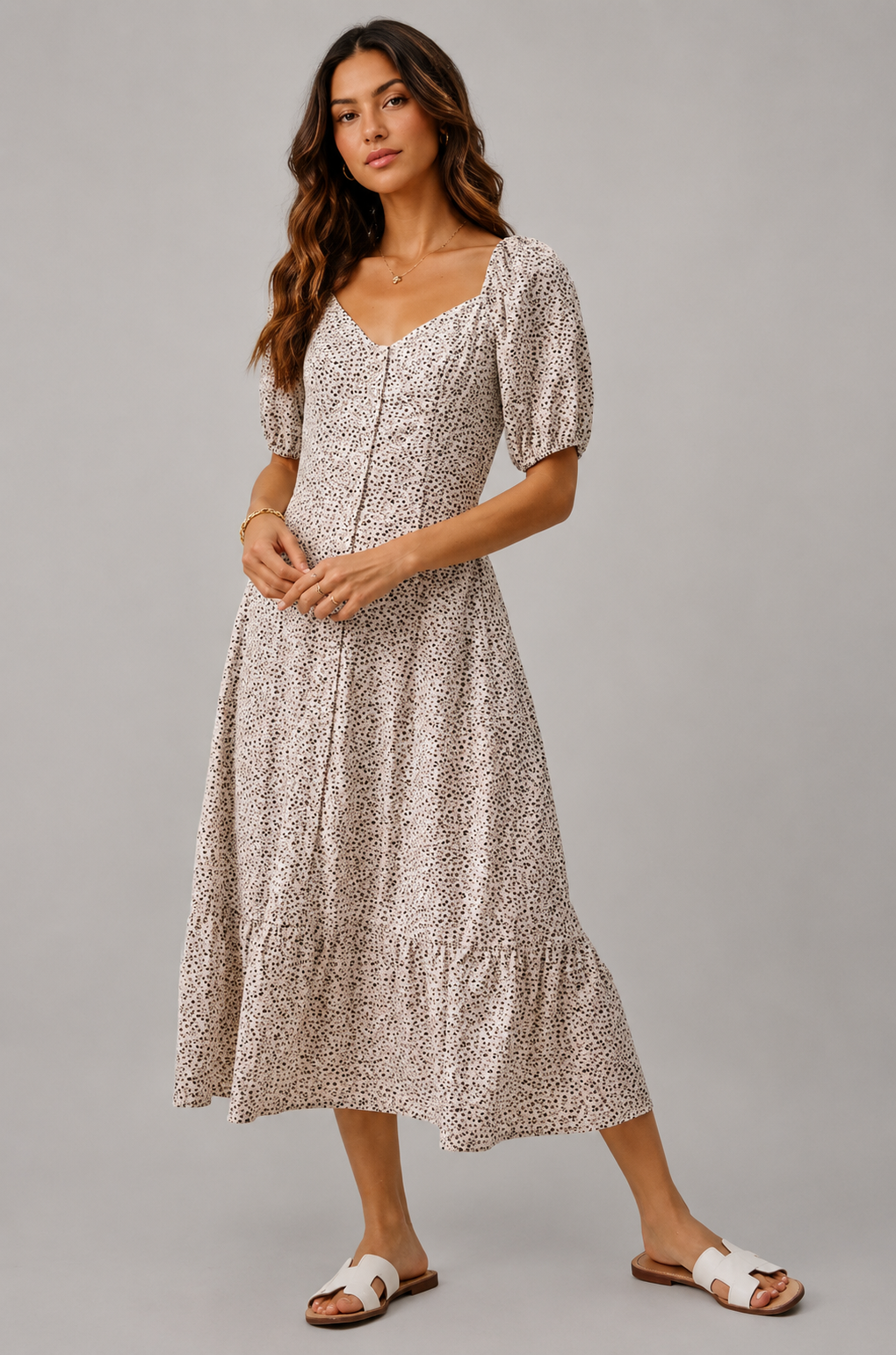 Hazel Floral Puff Sleeve Maxi Dress