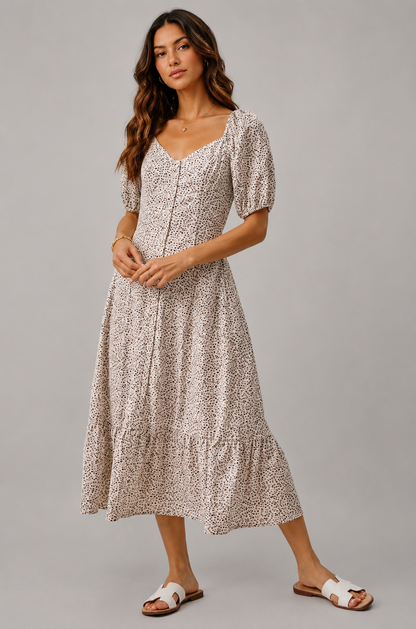 Hazel Floral Puff Sleeve Maxi Dress