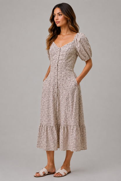 Hazel Floral Puff Sleeve Maxi Dress