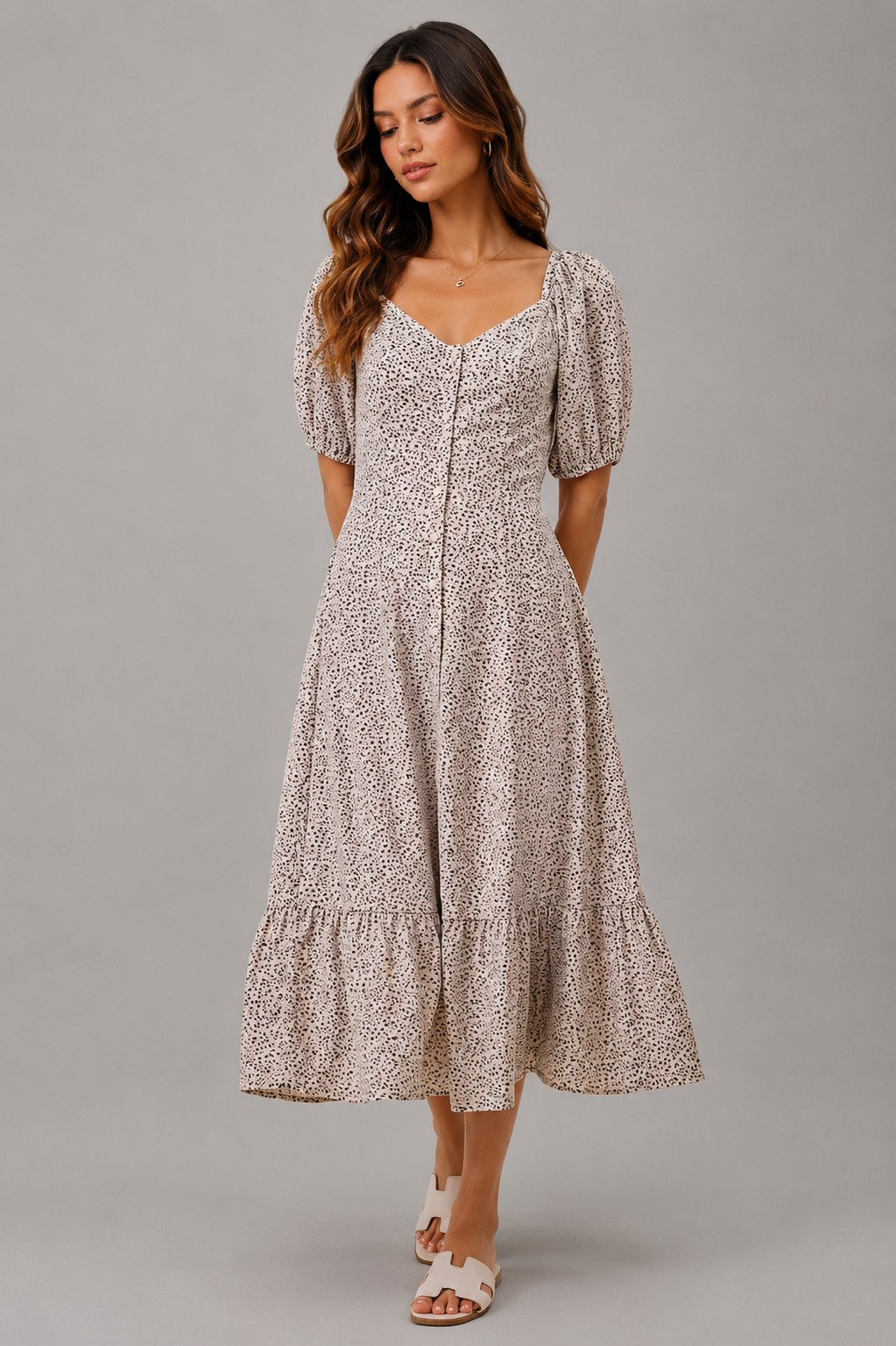 Hazel Floral Puff Sleeve Maxi Dress