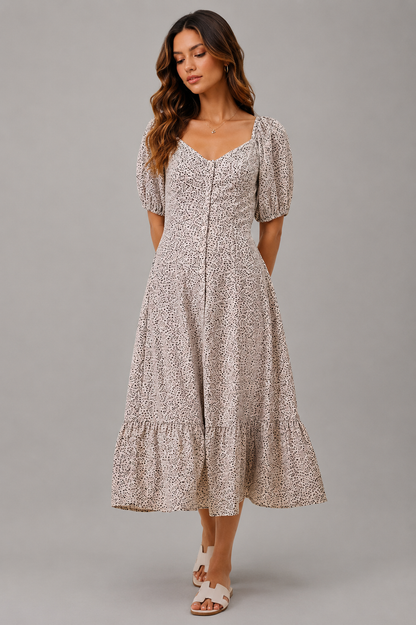Hazel Floral Puff Sleeve Maxi Dress