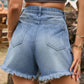 High Waist Ripped and Frayed Hem Denim Shorts