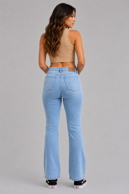 Raelynn Mid Rise Bootcut Jeans with Front Patch Pockets