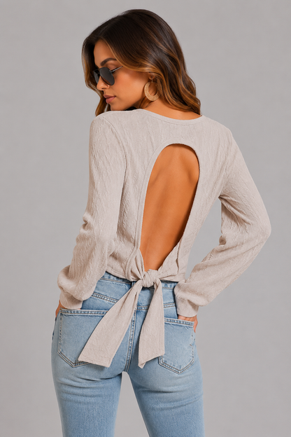 Nayla Boho Cable Knit Open Back Top