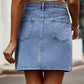 Irregular Waist Design Denim Mini Skirt