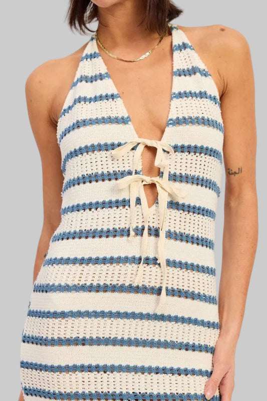 Isabelle Bohemian Crochet Halter Maxi Dress