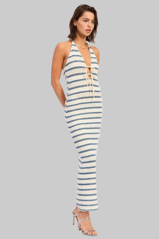 Isabelle Bohemian Crochet Halter Maxi Dress