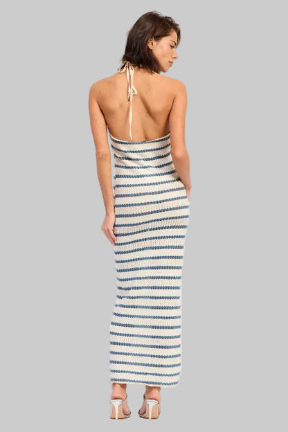 Isabelle Bohemian Crochet Halter Maxi Dress