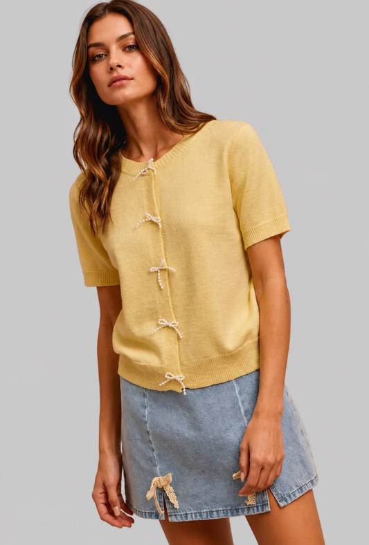 Jasmine Denim Lace Ribbon Mini Skirt