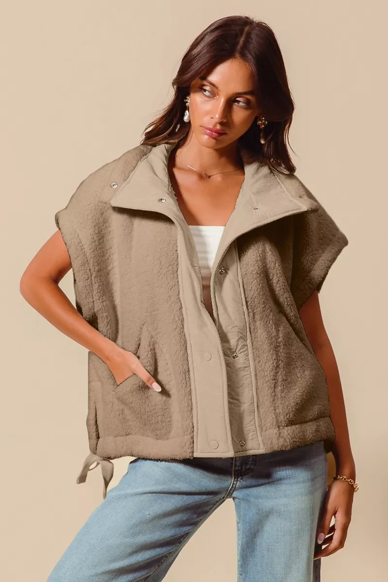 Jessica Oversized Soft Sherpa Fur Sleeveless Vest Jacket