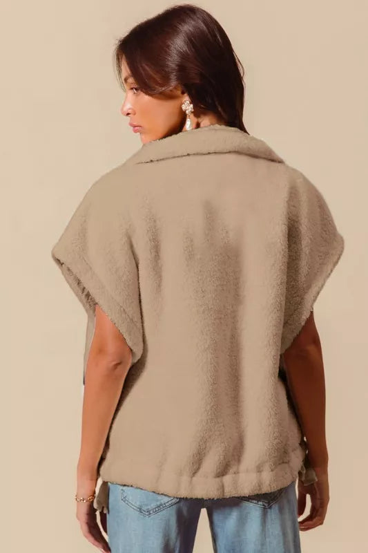 Jessica Oversized Soft Sherpa Fur Sleeveless Vest Jacket