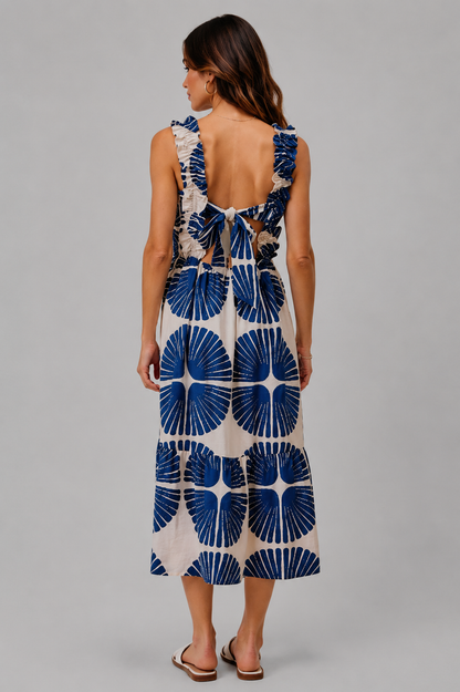 Jordyn Smocked Bodice Tiered Midi Dress