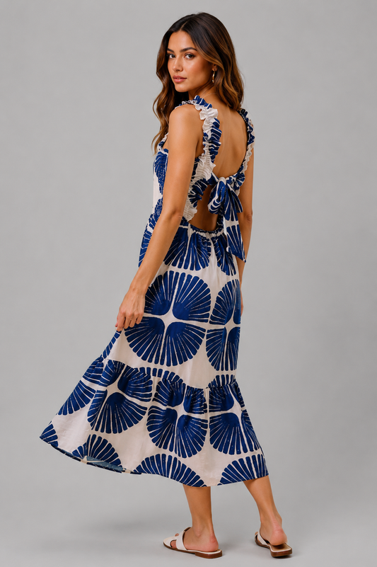 Jordyn Smocked Bodice Tiered Midi Dress