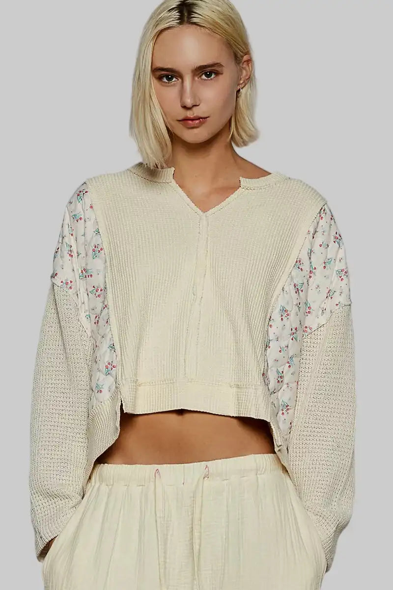 Josephine Boho Floral Cropped Thermal Top