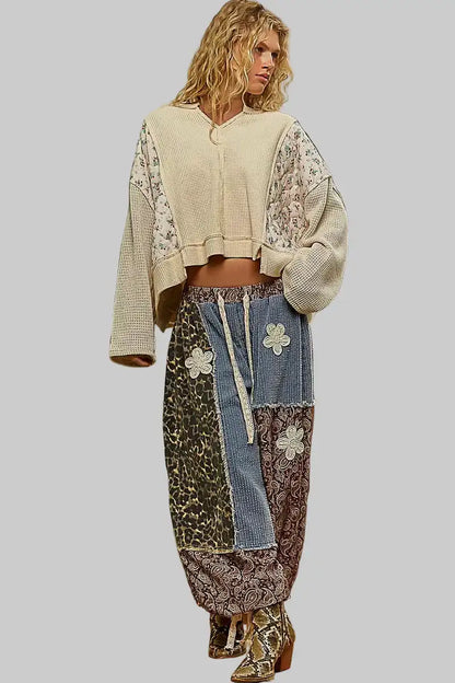 Josephine Boho Floral Cropped Thermal Top