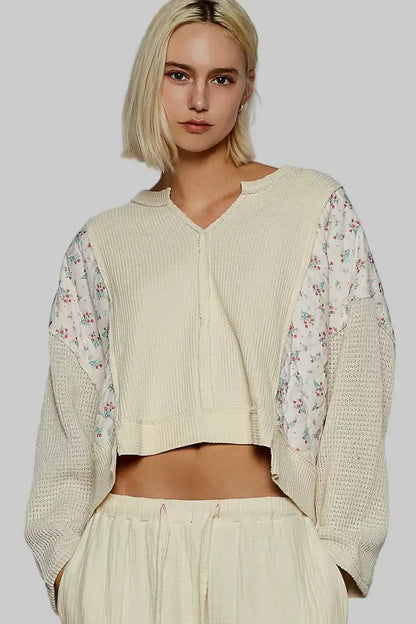 Josephine Boho Floral Cropped Thermal Top