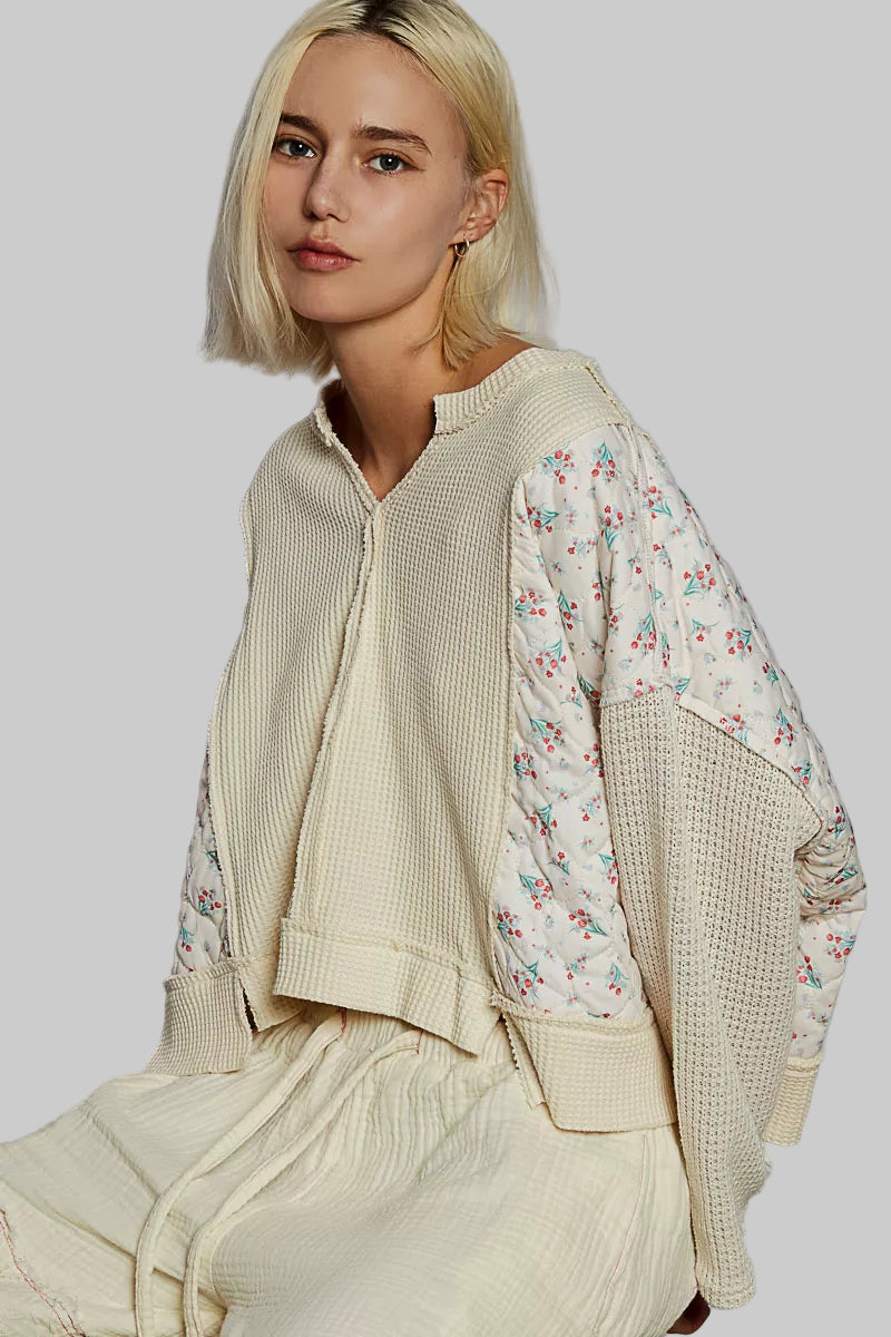 Josephine Boho Floral Cropped Thermal Top