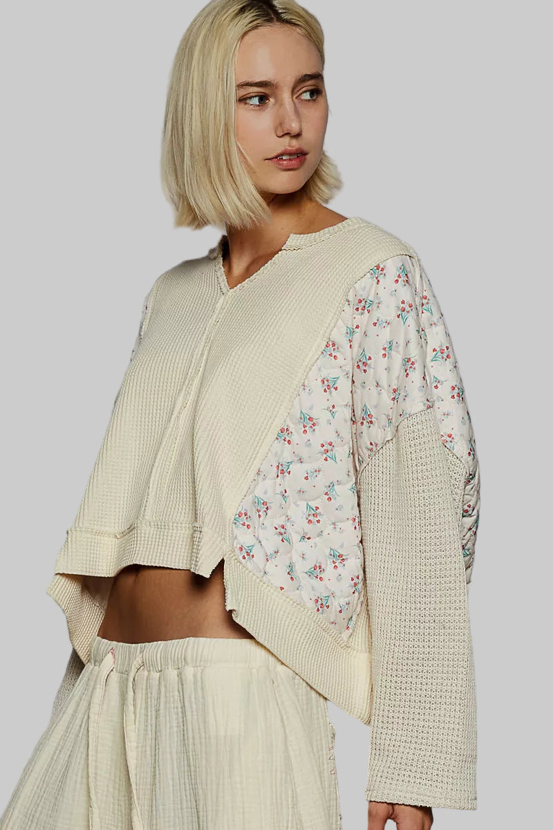 Josephine Boho Floral Cropped Thermal Top