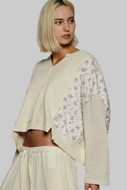 Josephine Boho Floral Cropped Thermal Top