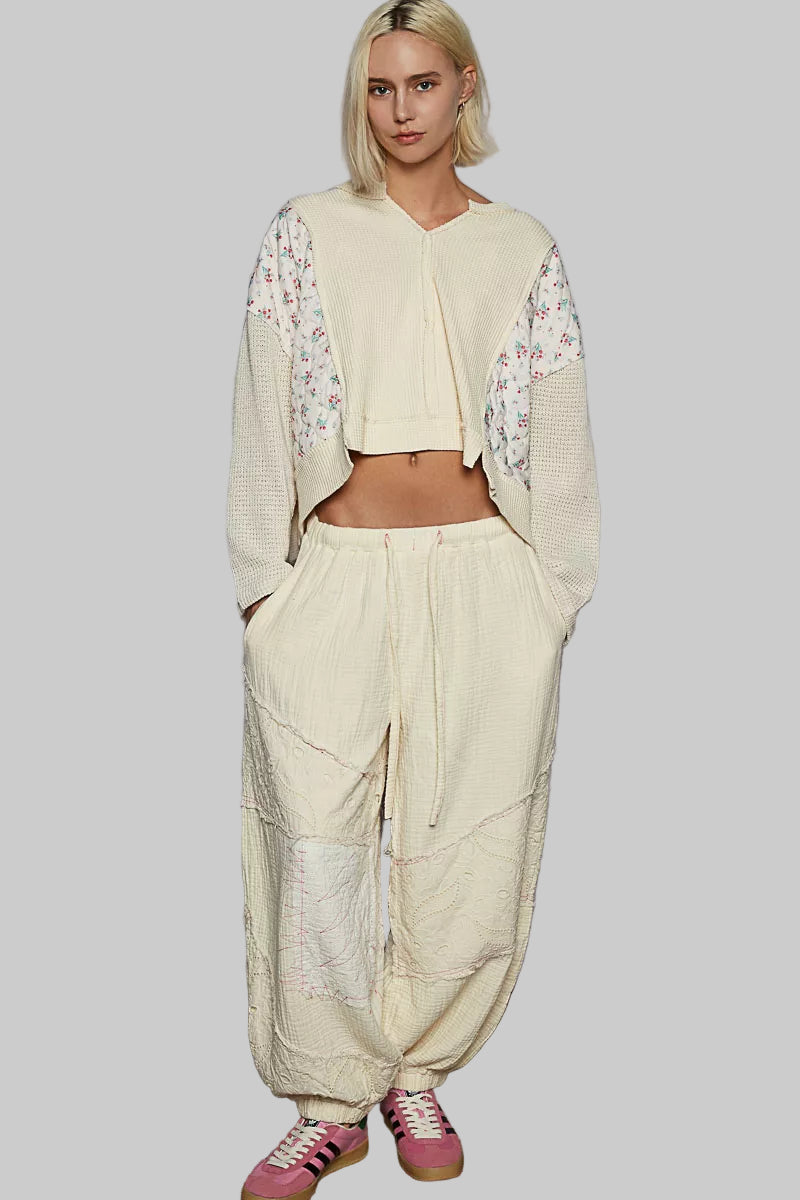 Josephine Boho Floral Cropped Thermal Top