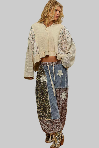 Josephine Boho Floral Cropped Thermal Top