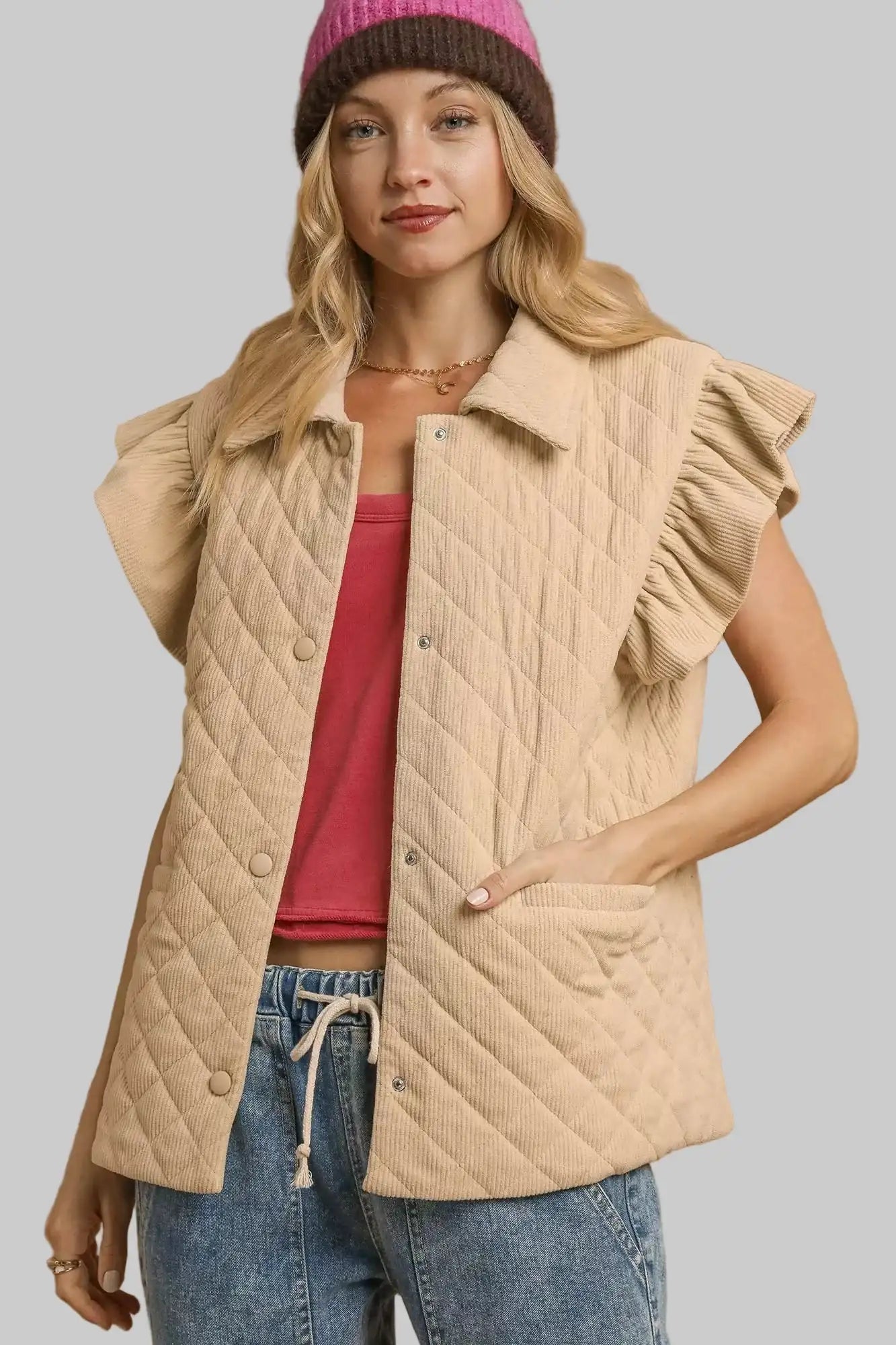 Julia Boho Corduroy Quilted Vest