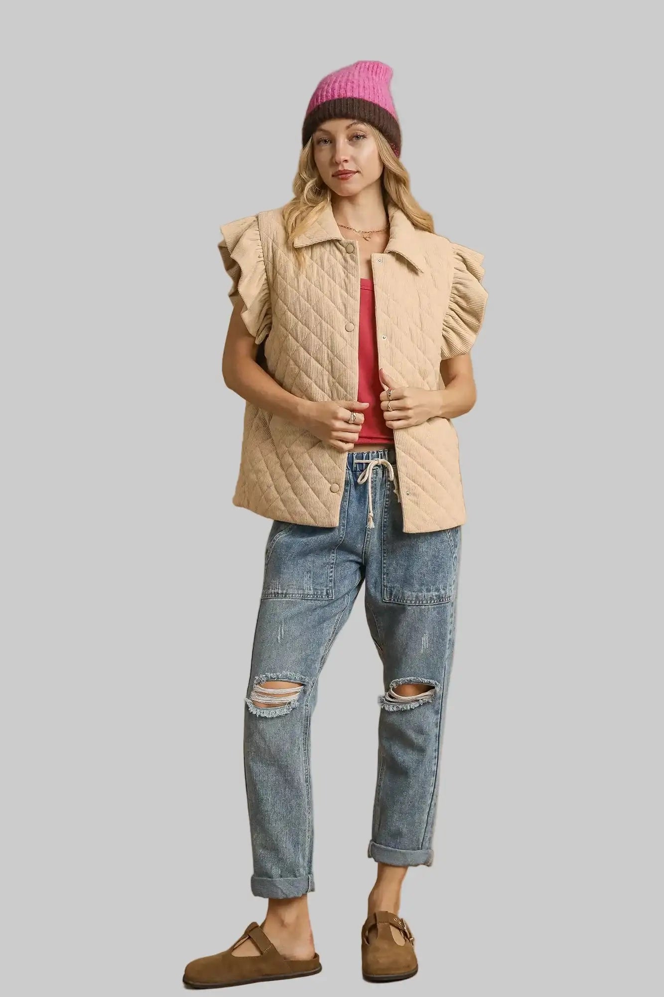 Julia Boho Corduroy Quilted Vest