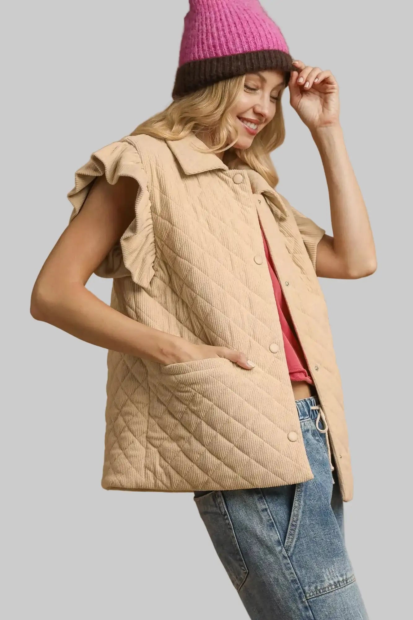 Julia Boho Corduroy Quilted Vest