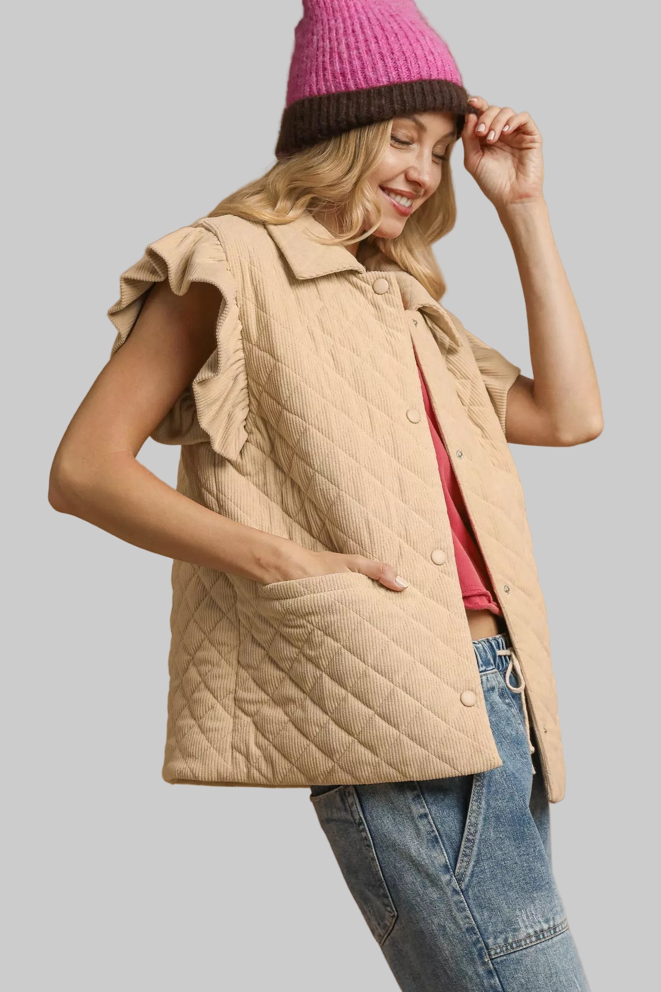 Julia Boho Corduroy Quilted Vest