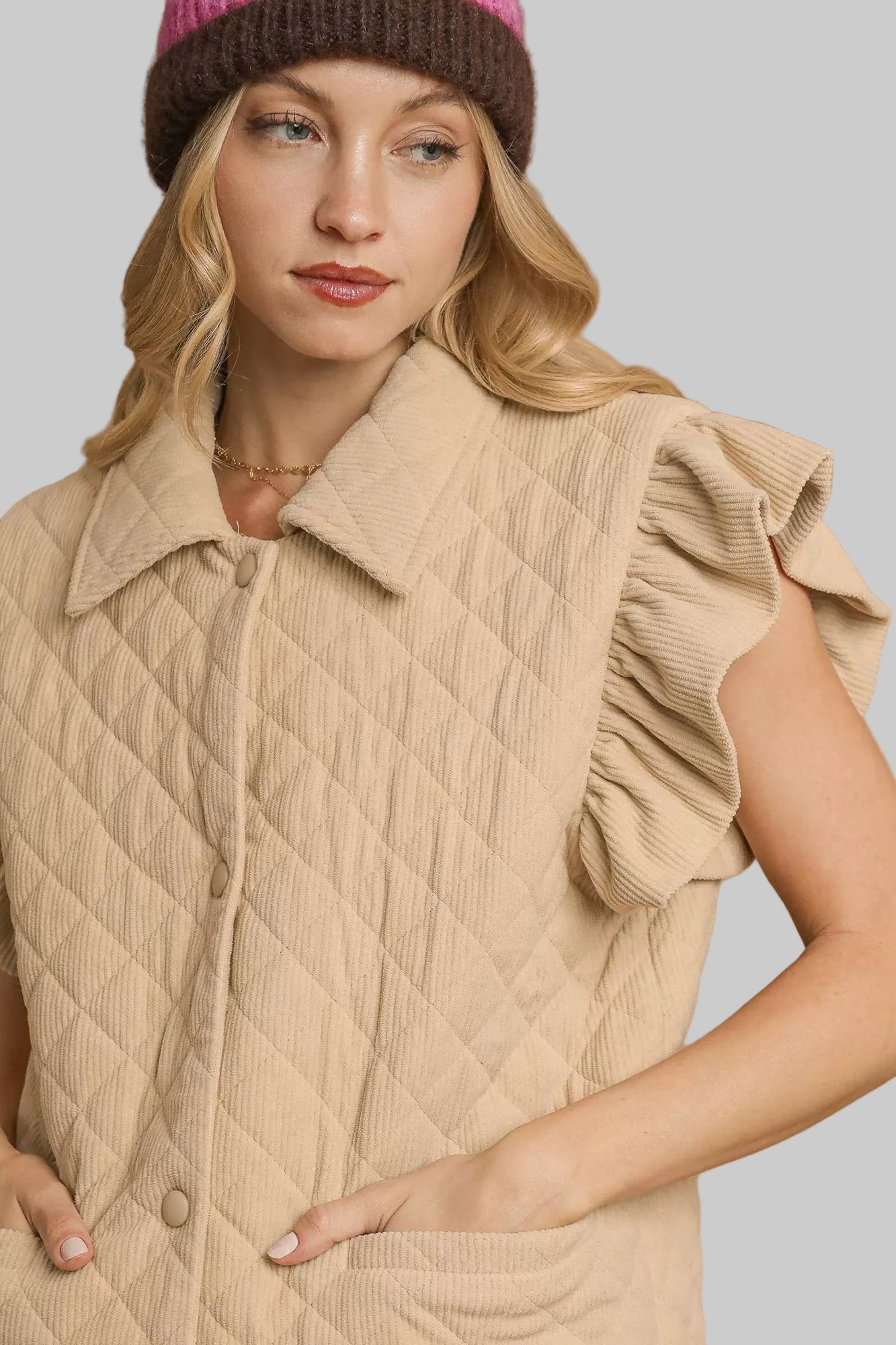 Julia Boho Corduroy Quilted Vest