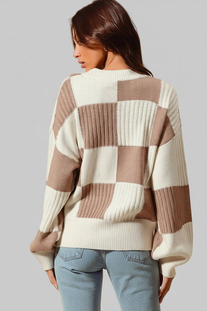 Juniper Checkered Button Front Sweater Cardigan