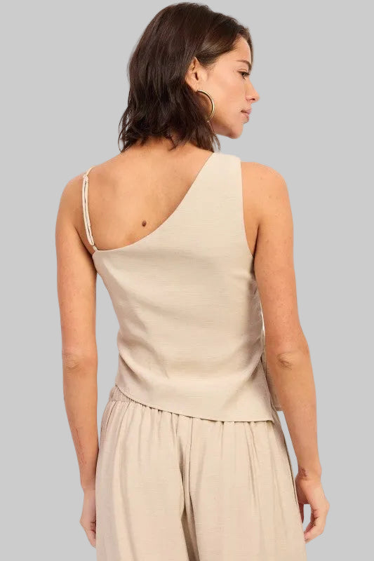 Kaia Boho Asymmetrical Sleeveless Linen Top