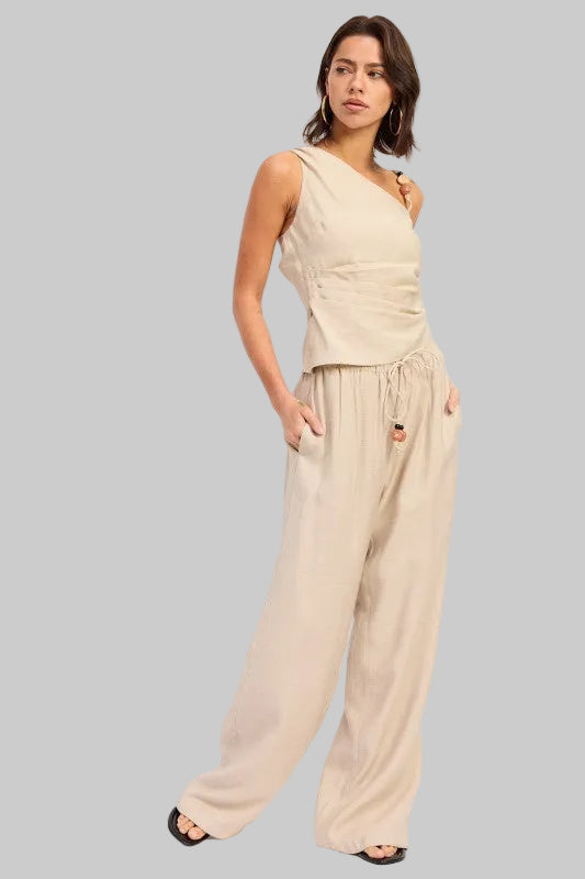 Kaia Low Rise Linen Baggie Pants
