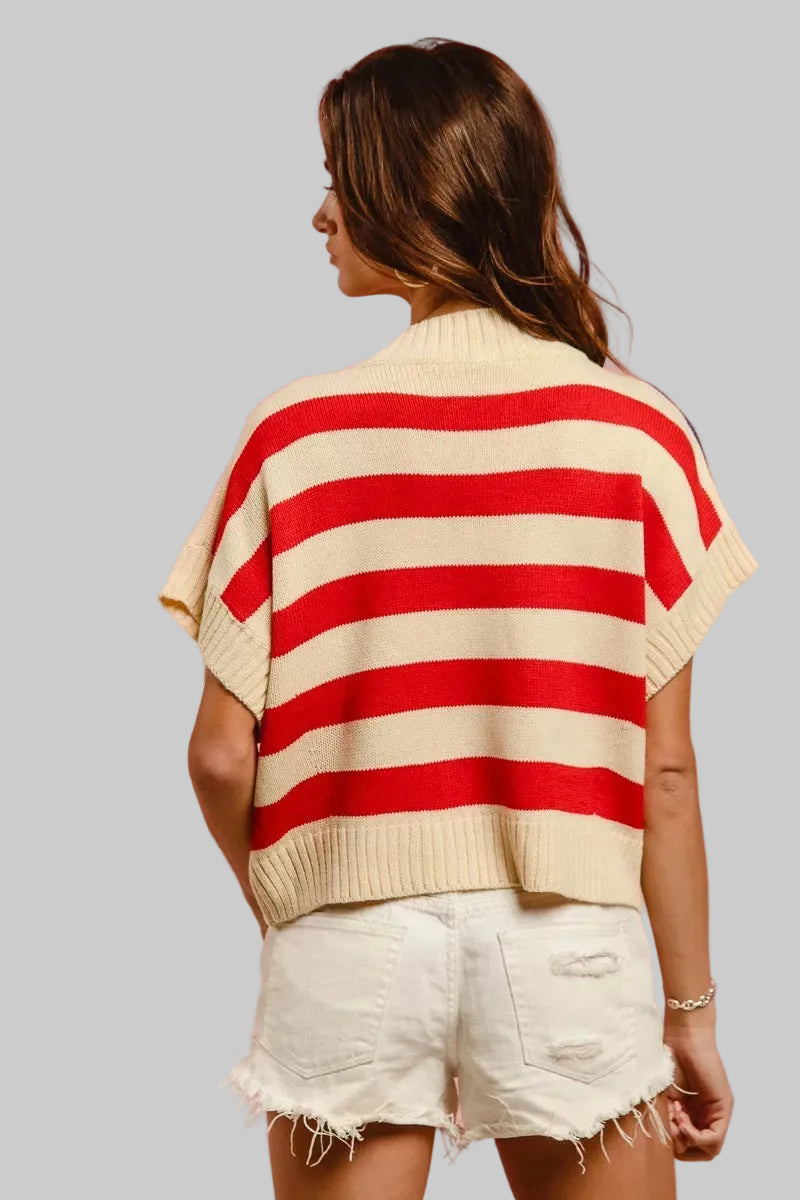 Kaia Star Patch American Flag Sleeveless Sweater