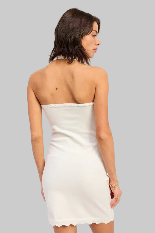 Katherine Scallop Halter Mini Dress