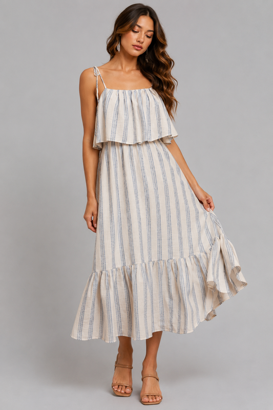 Kayla Stripe Tiered Midi Dress