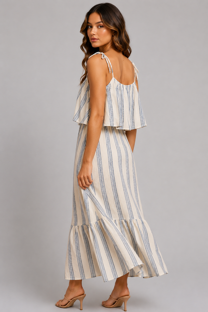Kayla Stripe Tiered Midi Dress