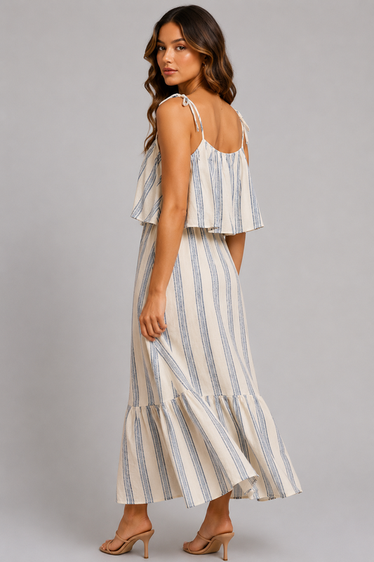 Kayla Stripe Tiered Midi Dress
