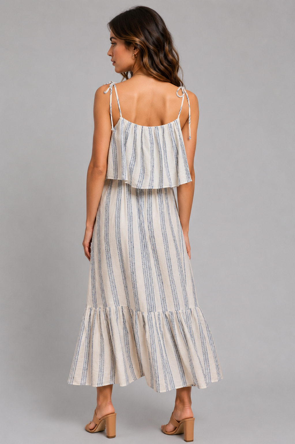 Kayla Stripe Tiered Midi Dress
