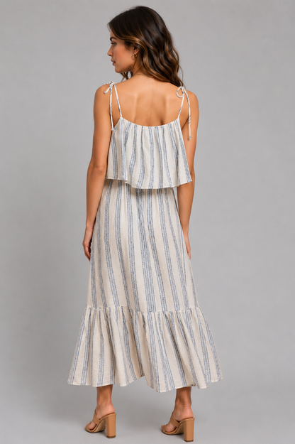 Kayla Stripe Tiered Midi Dress