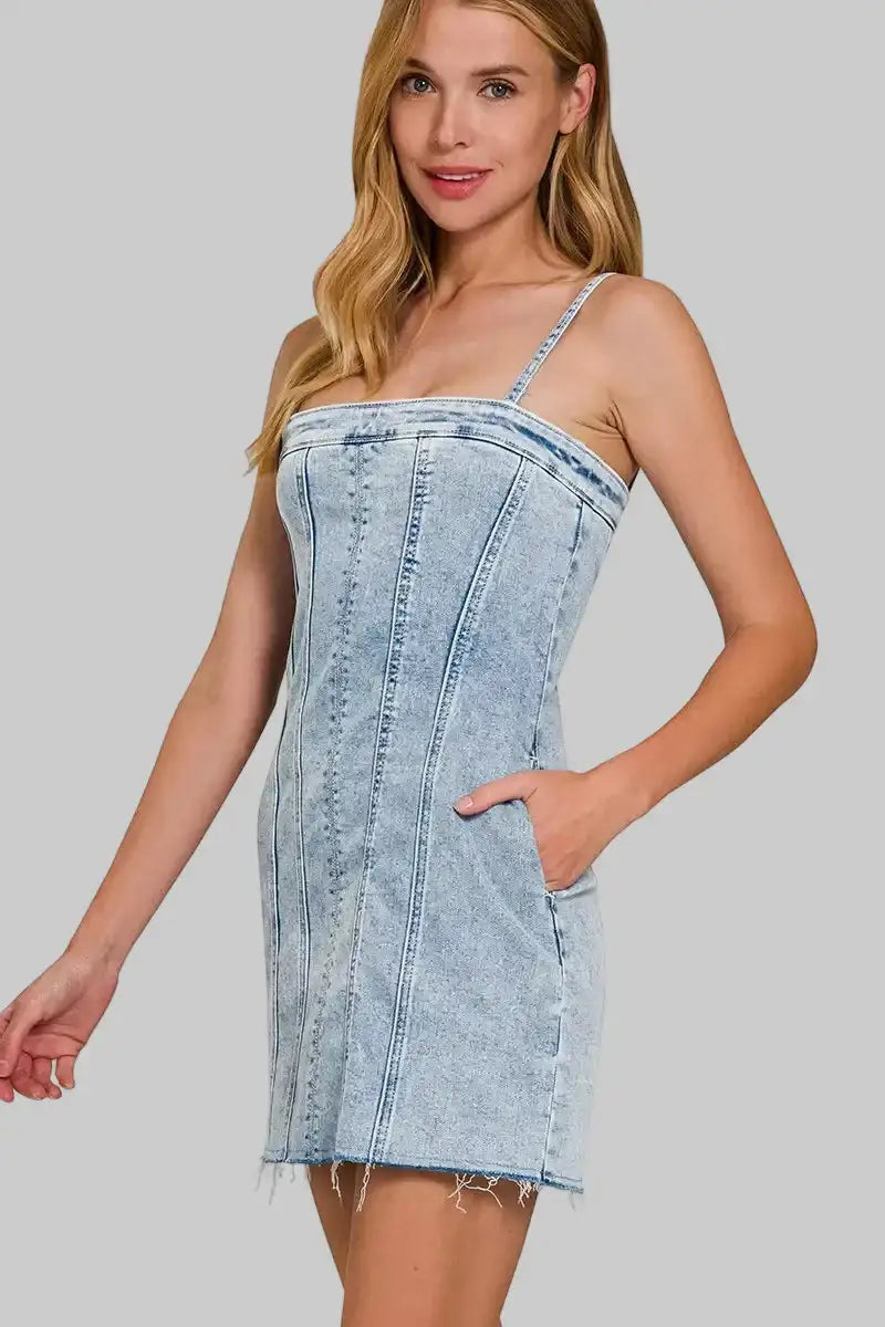 Kehlani Cotton Denim Mini Dress