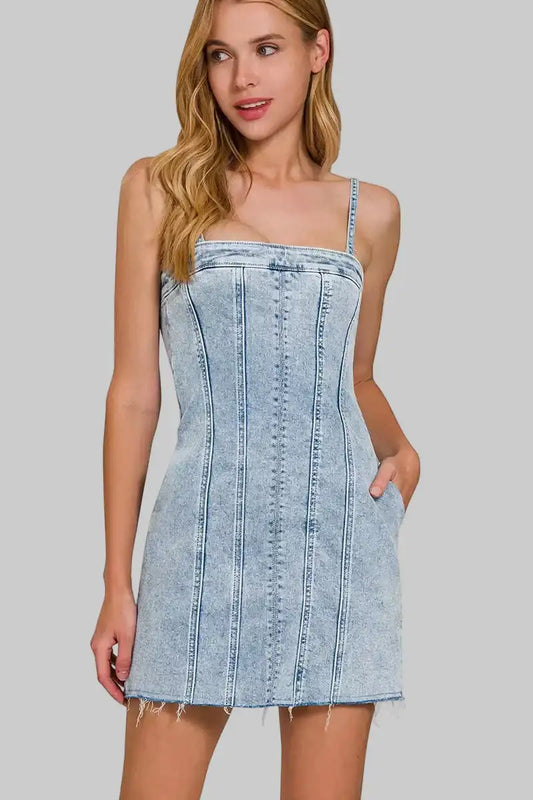 Kehlani Cotton Denim Mini Dress