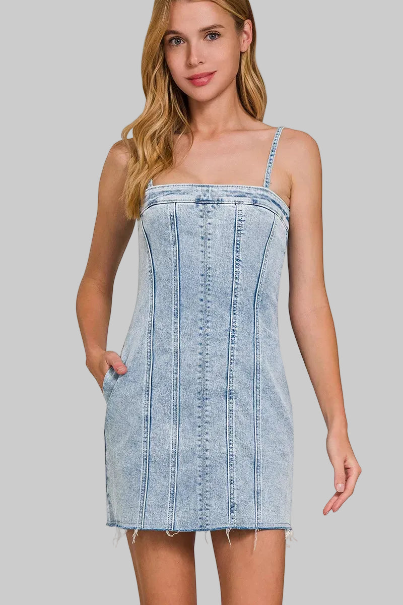 Kehlani Cotton Denim Mini Dress