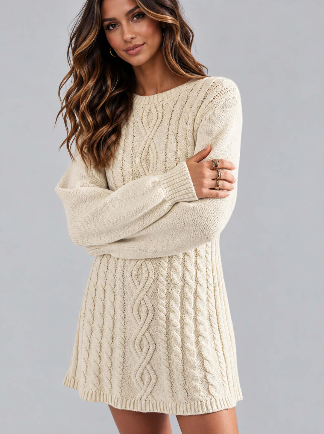 Krissy Cable Knit Sweater Mini Dress