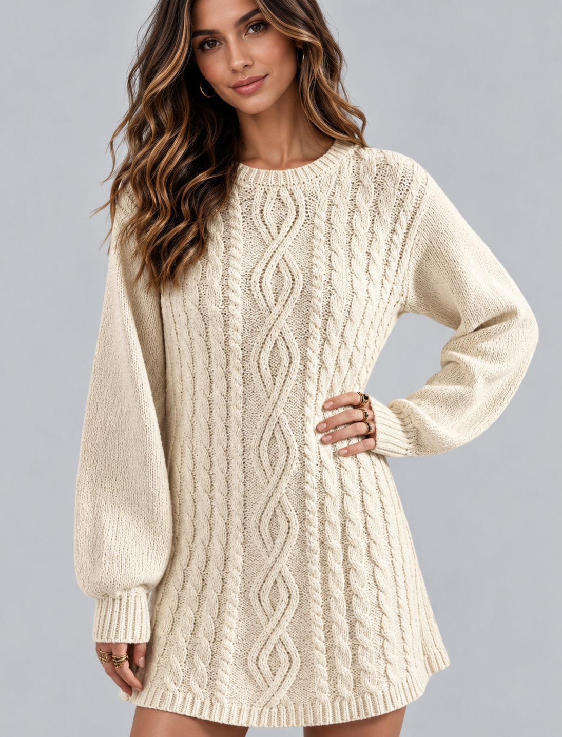 Krissy Cable Knit Sweater Mini Dress